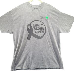 Gildan Mens T-Shirt Gray Size 2XL Cotton Blend Short Sleeve Early Detection